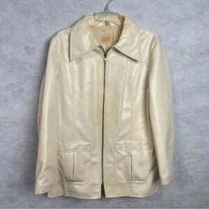 Vintage Finger Hut Jacket Faux Leather Womens Sz 20 Coat Flaws